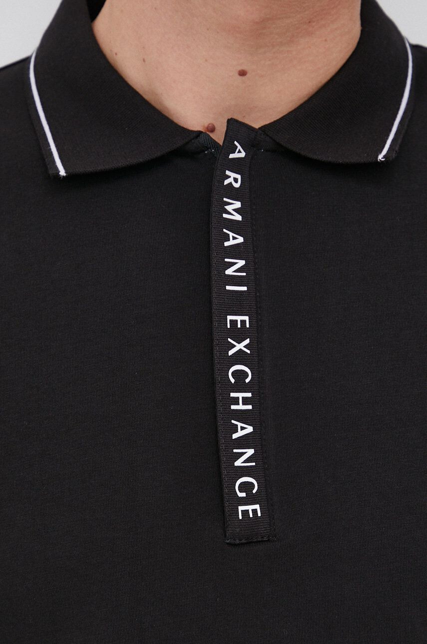 Armani Exchange Polo tričko černá barva s potiskem - Pepit.cz