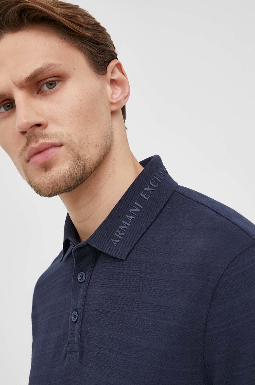 Armani Exchange Polo tričko pánský tmavomodrá barva hladký - Pepit.cz