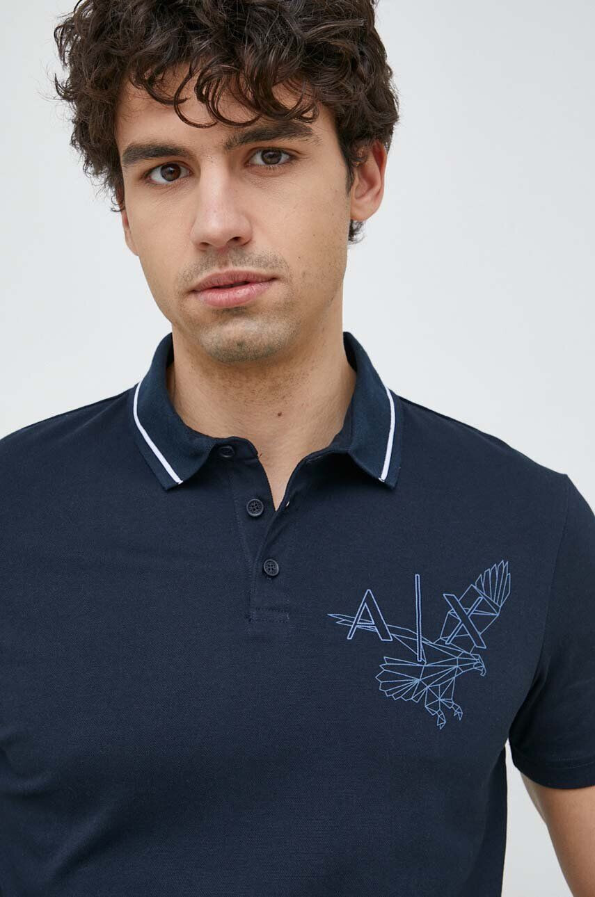 Armani Exchange Polo tričko béžová barva s aplikací - Pepit.cz