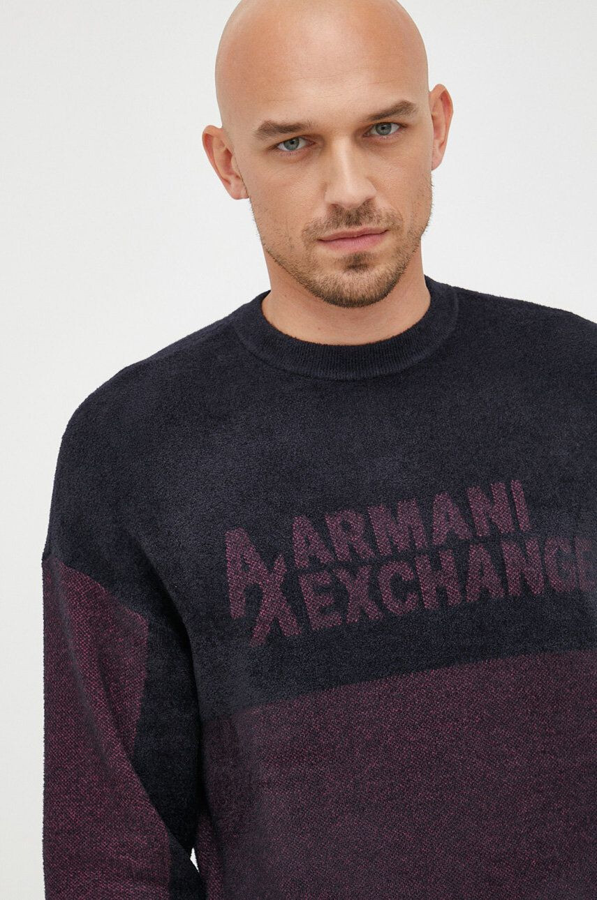 Armani Exchange Svetr pánský tmavomodrá barva lehký - Pepit.cz