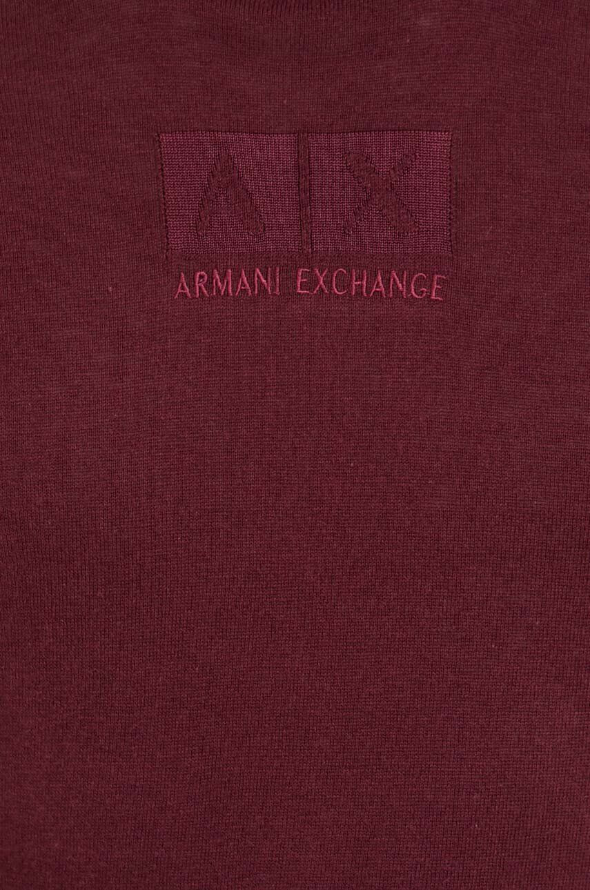 Armani Exchange Svetr z hedvábné směsi vínová barva lehký - Pepit.cz