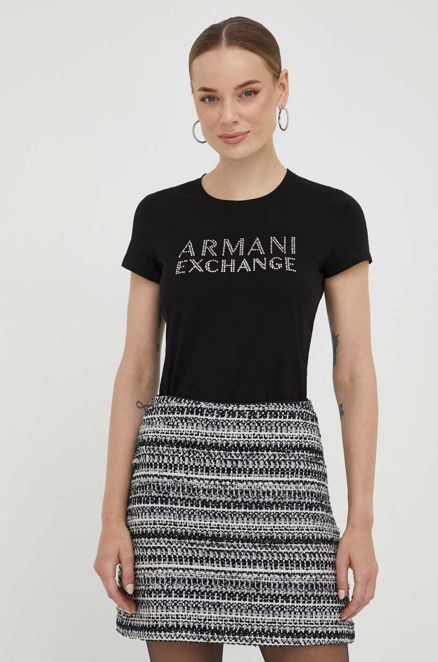 Armani Exchange Tričko černá barva - Pepit.cz