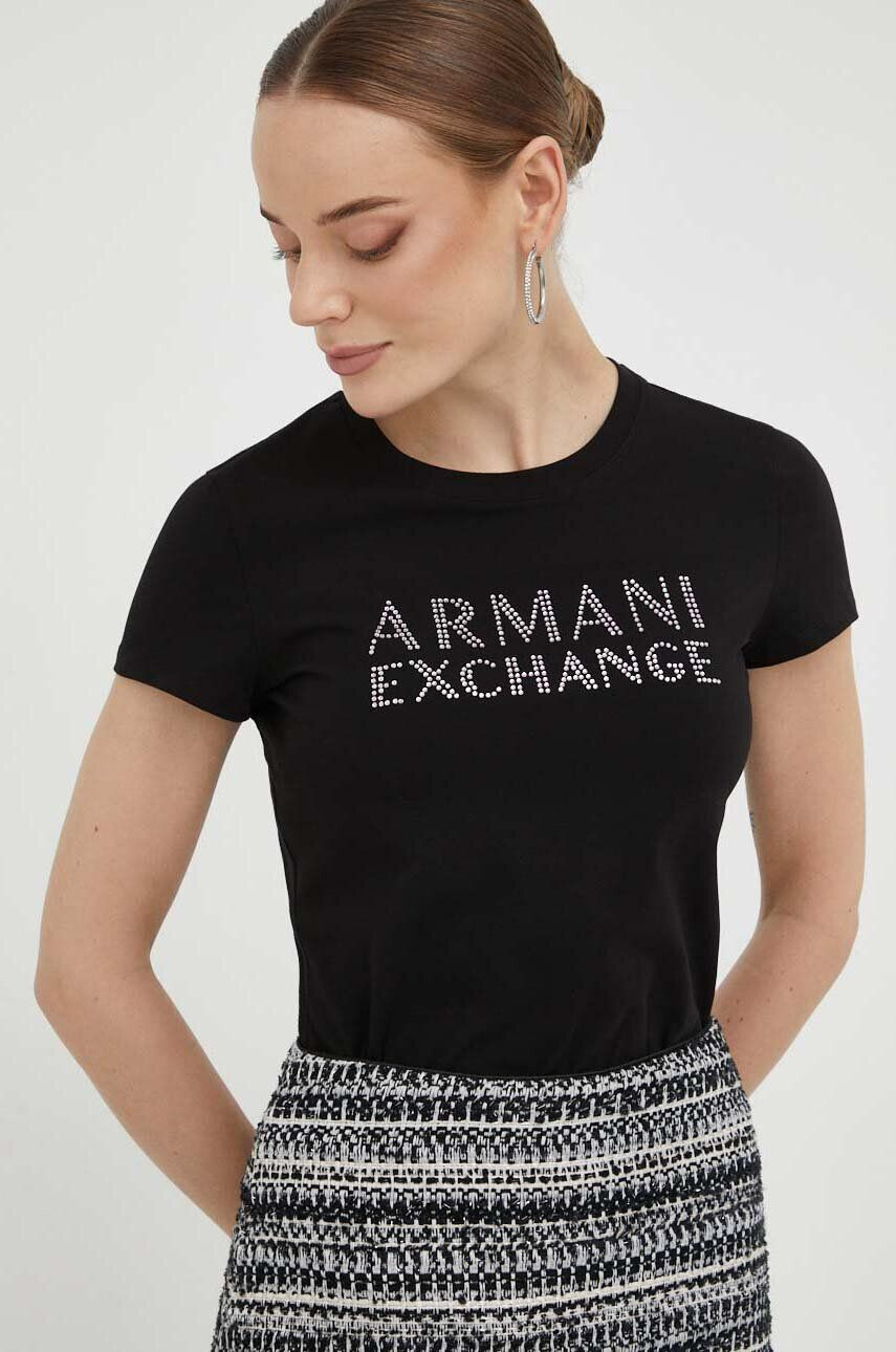 Armani Exchange Tričko černá barva - Pepit.cz