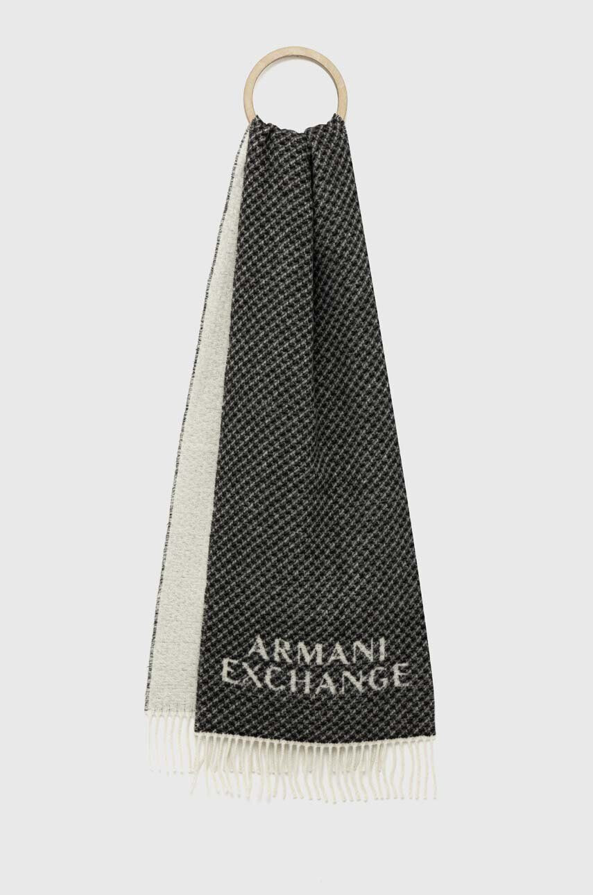 Armani Exchange Vlněná šála černá barva s potiskem - Pepit.cz