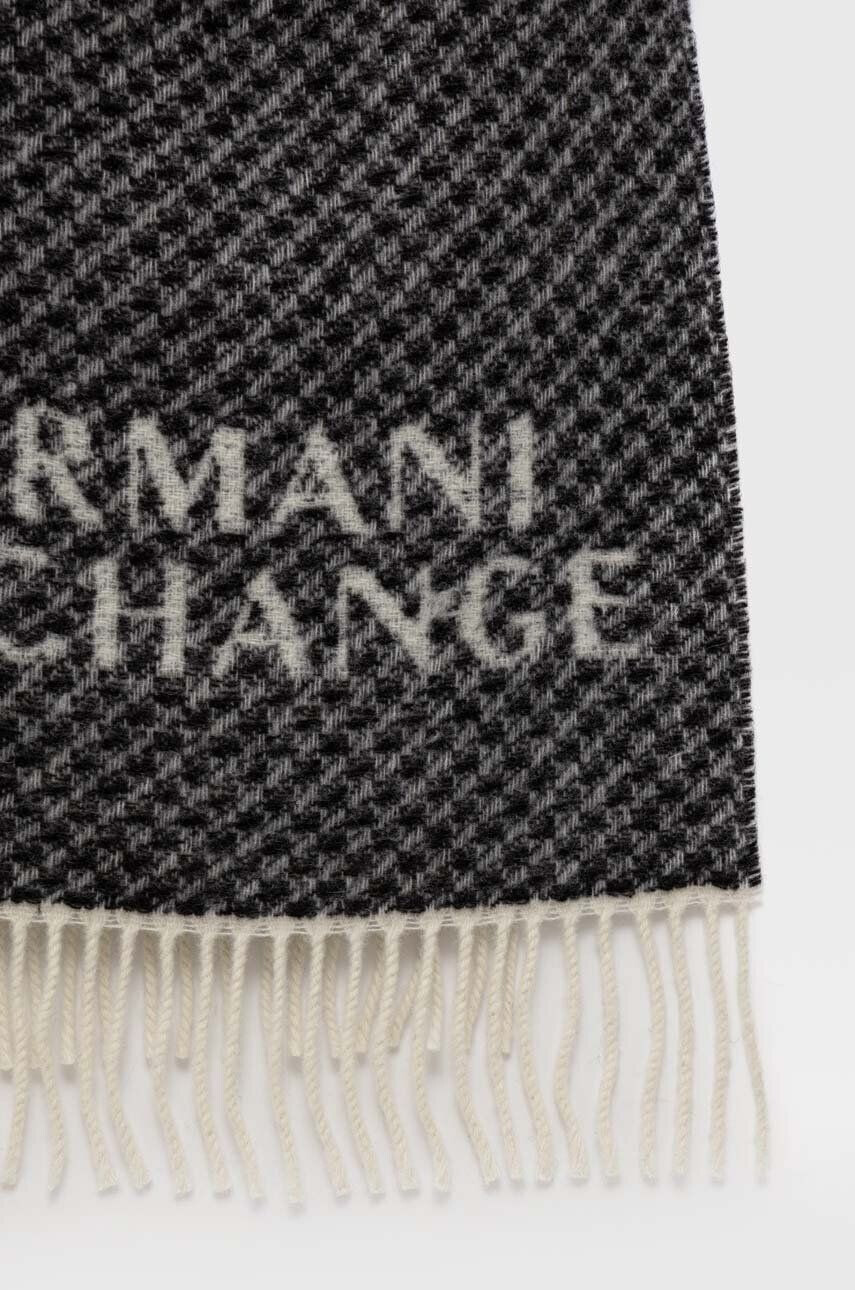 Armani Exchange Vlněná šála černá barva s potiskem - Pepit.cz