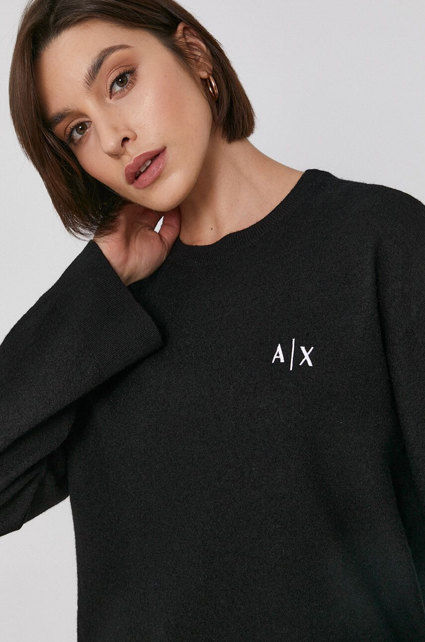 Armani Exchange Vlněný svetr dámský černá barva lehký - Pepit.cz