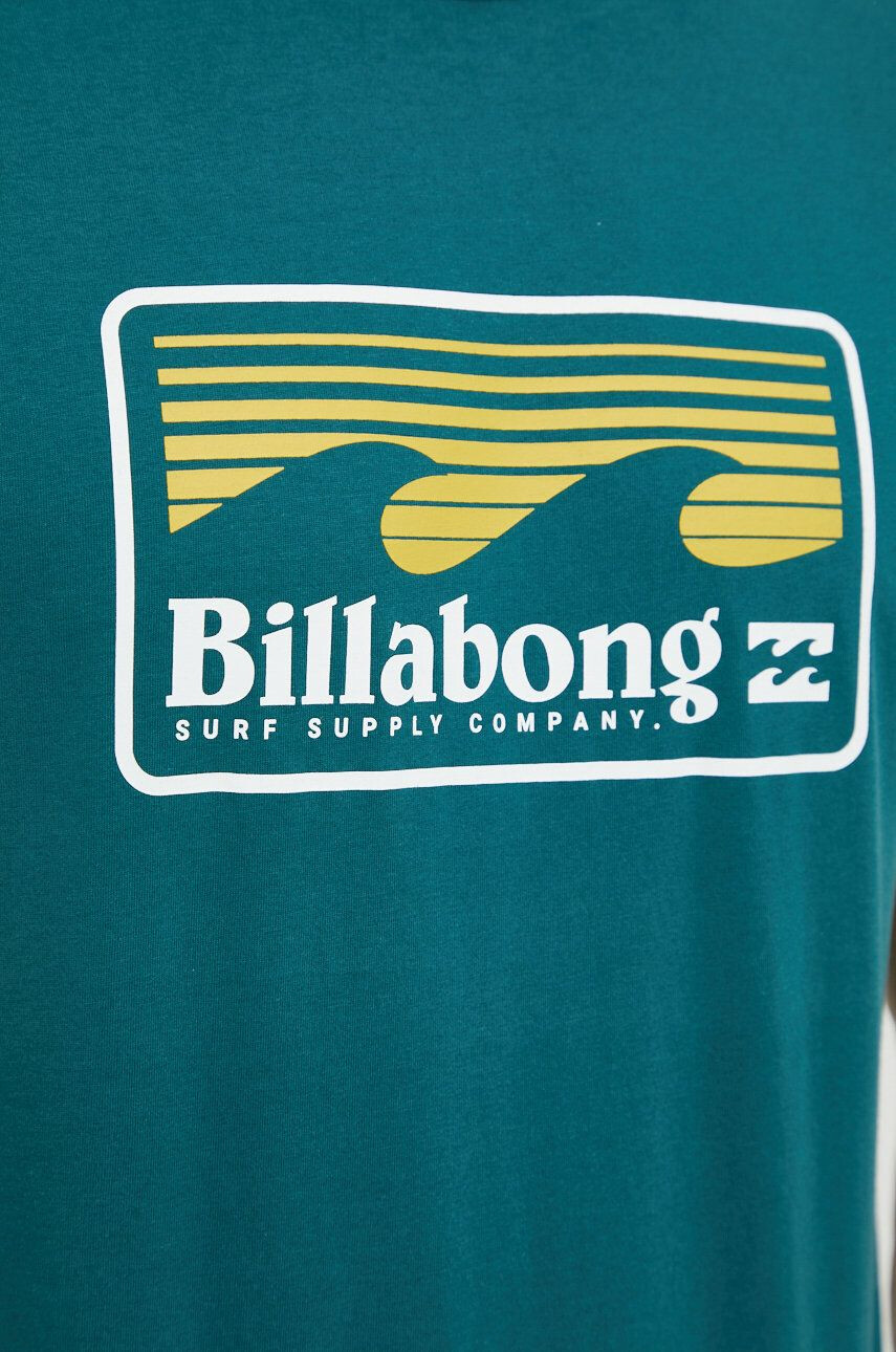 Billabong Bavlněné tričko zelená barva s potiskem - Pepit.cz