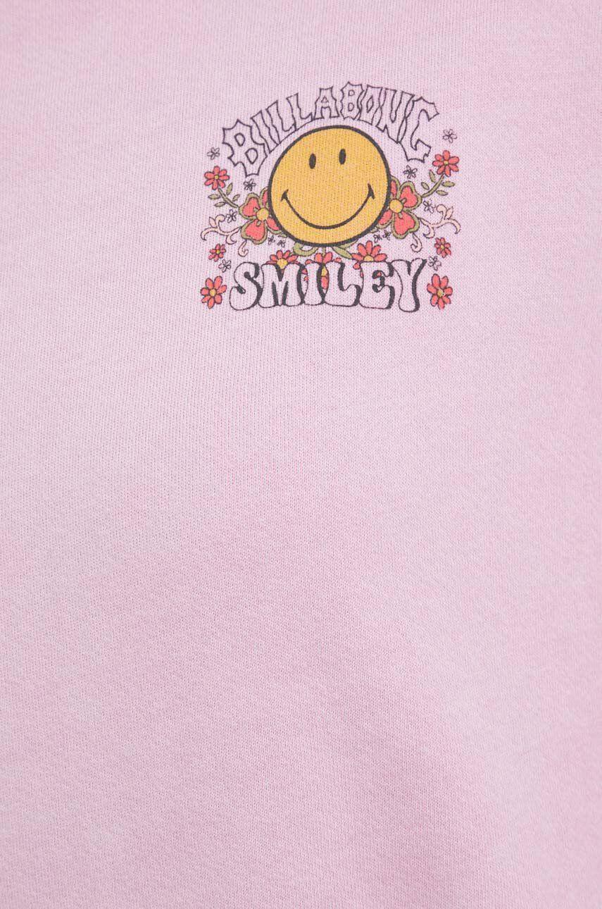 Billabong Bavlněná mikina X SMILEY dámská růžová barva s potiskem - Pepit.cz