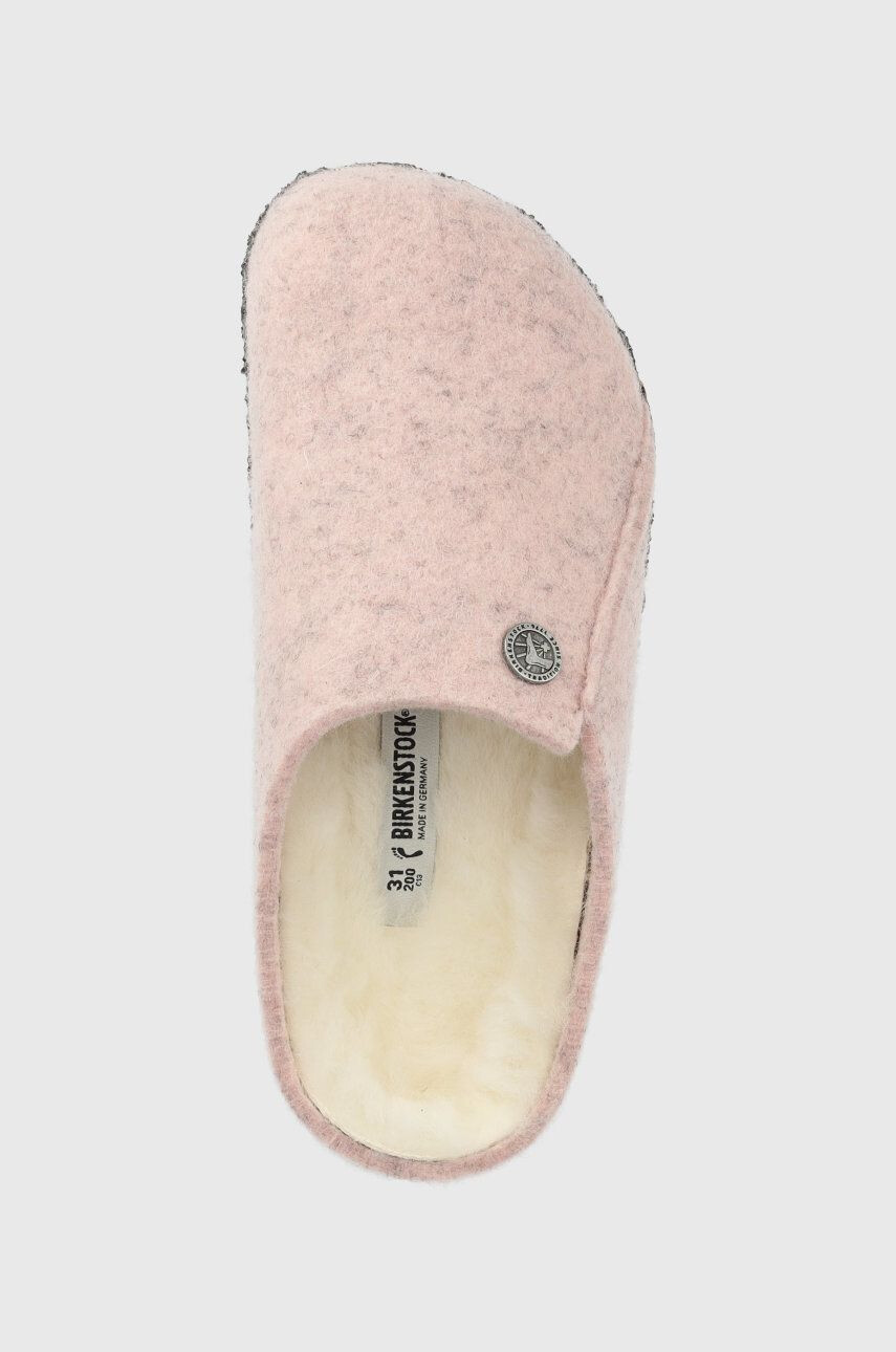 Birkenstock Dětské vlněné pantofle růžová barva - Pepit.cz