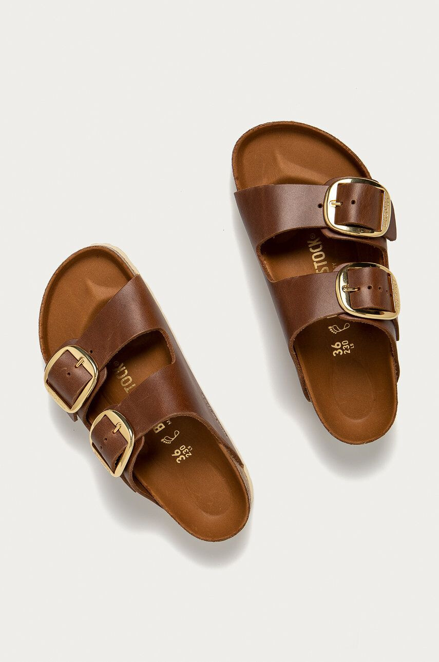 Birkenstock Kožené pantofle dámské hnědá barva - Pepit.cz