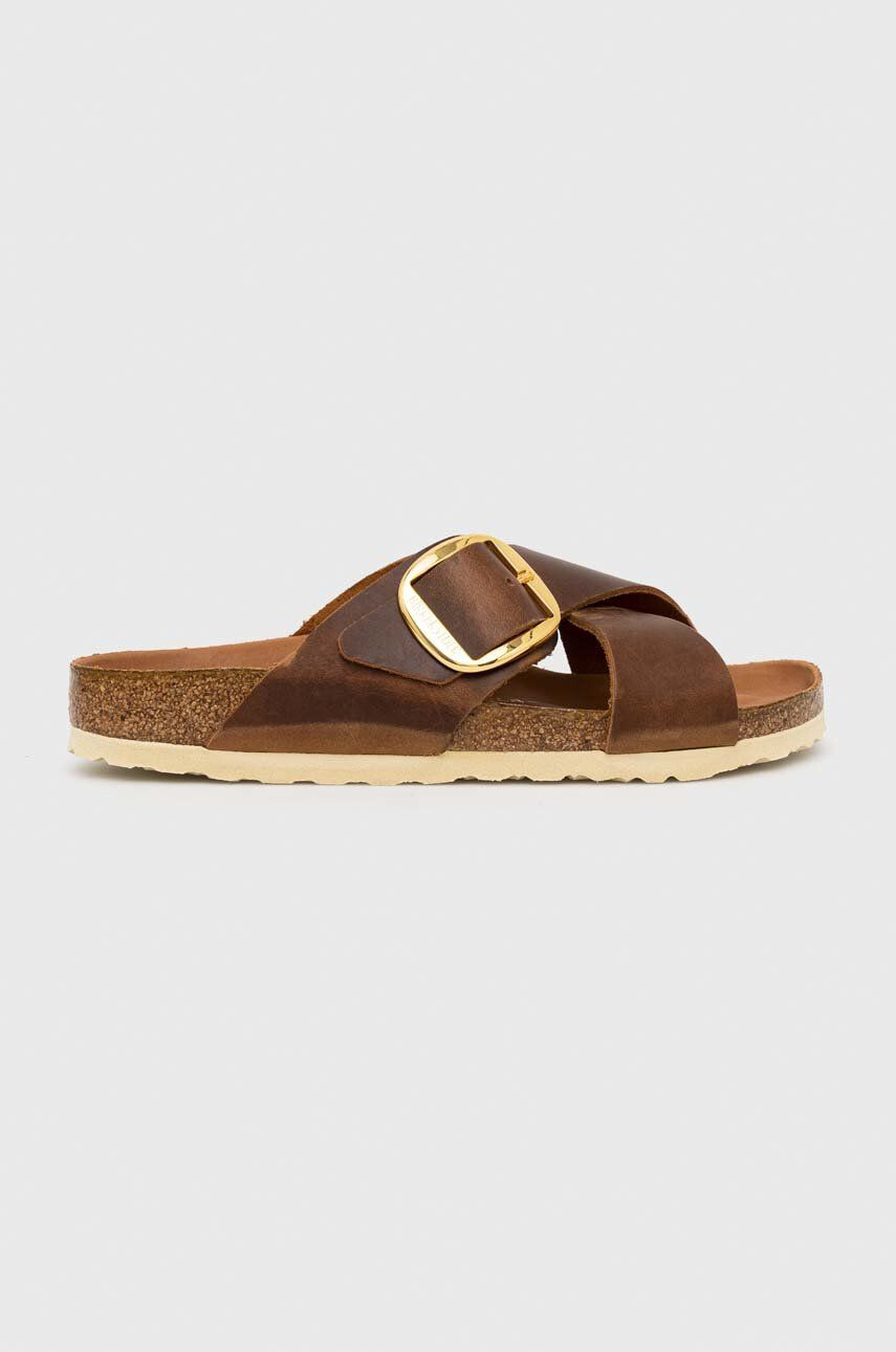 Birkenstock Kožené pantofle Siena Big Buckle dámské hnědá barva 1020165 - Pepit.cz