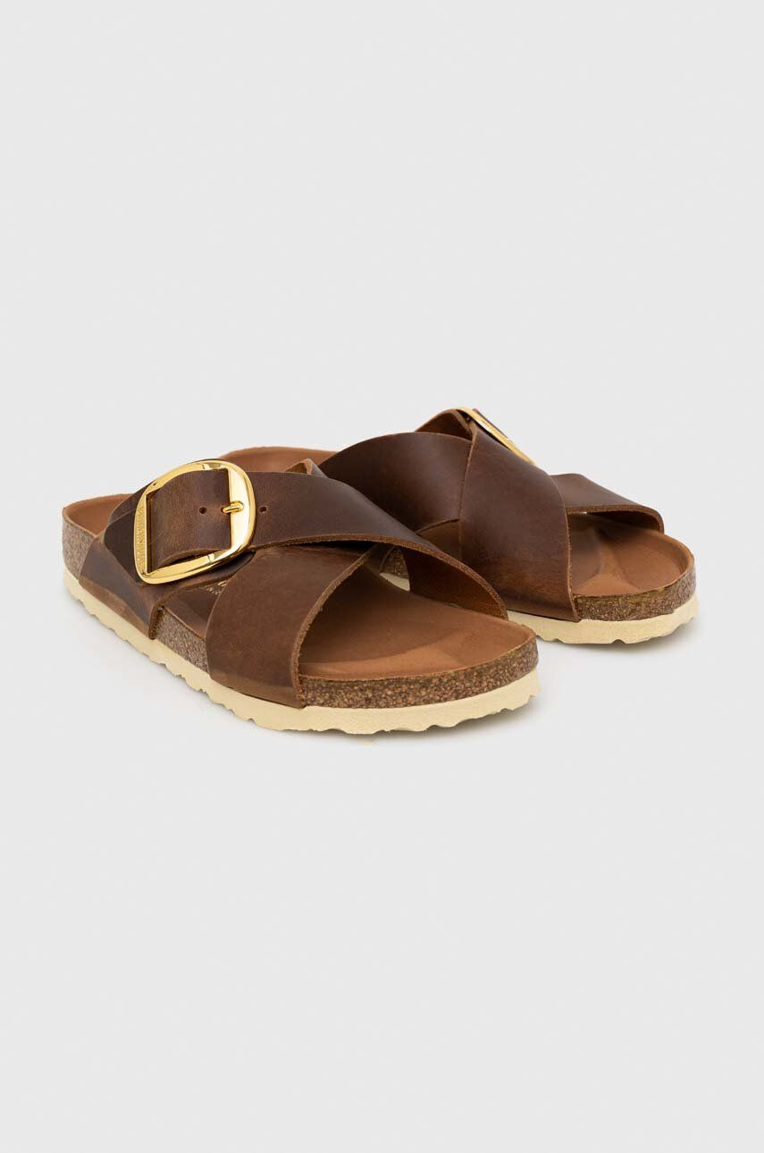 Birkenstock Kožené pantofle Siena Big Buckle dámské hnědá barva 1020165 - Pepit.cz