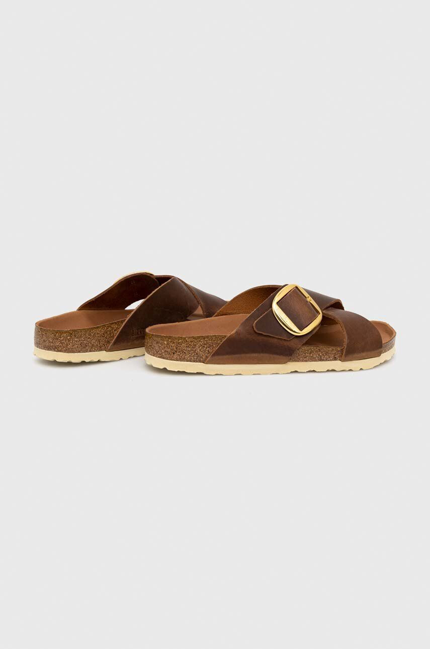 Birkenstock Kožené pantofle Siena Big Buckle dámské hnědá barva 1020165 - Pepit.cz