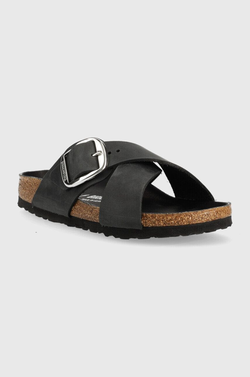 Birkenstock Kožené pantofle Siena Big Buckle dámské černá barva 1020156 - Pepit.cz