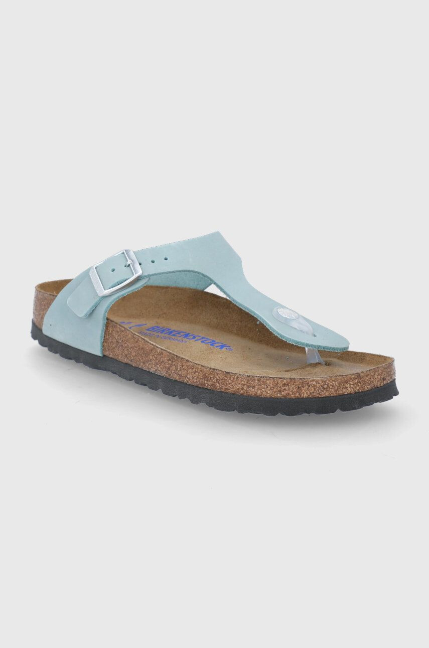 Birkenstock Kožené žabky Gizeh dámské hnědá barva na plochém podpatku - Pepit.cz