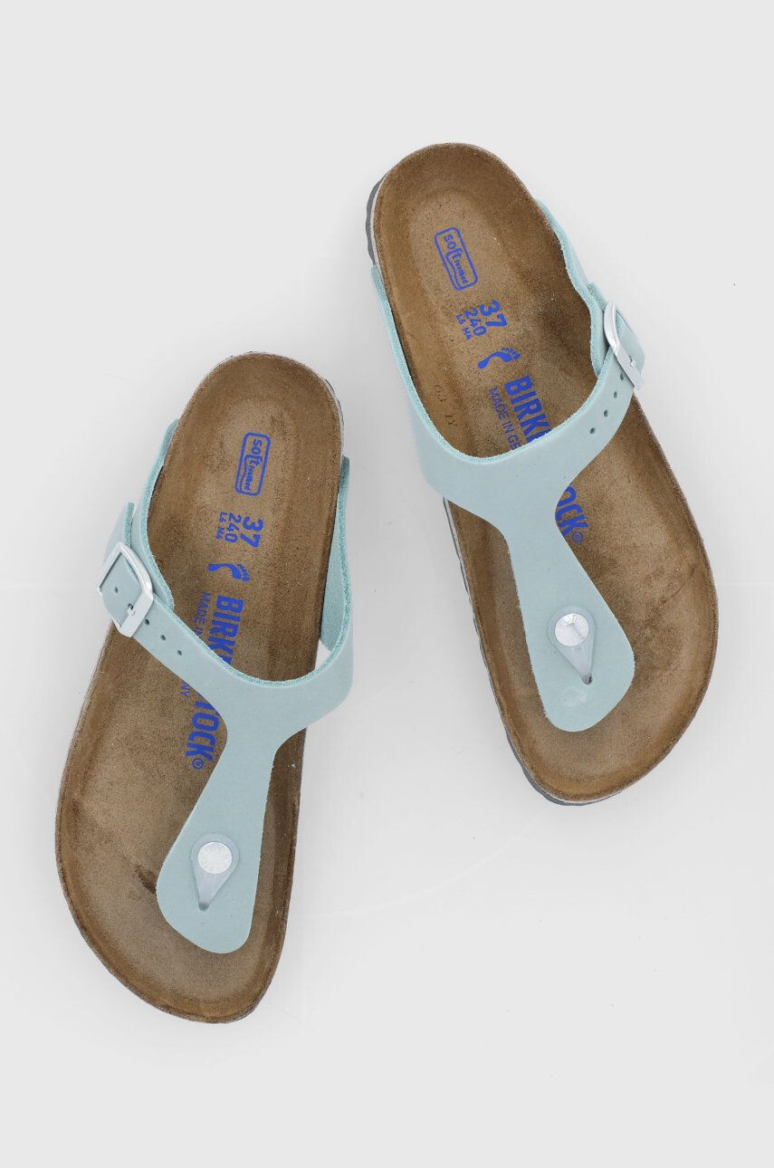 Birkenstock Kožené žabky Gizeh dámské hnědá barva na plochém podpatku - Pepit.cz