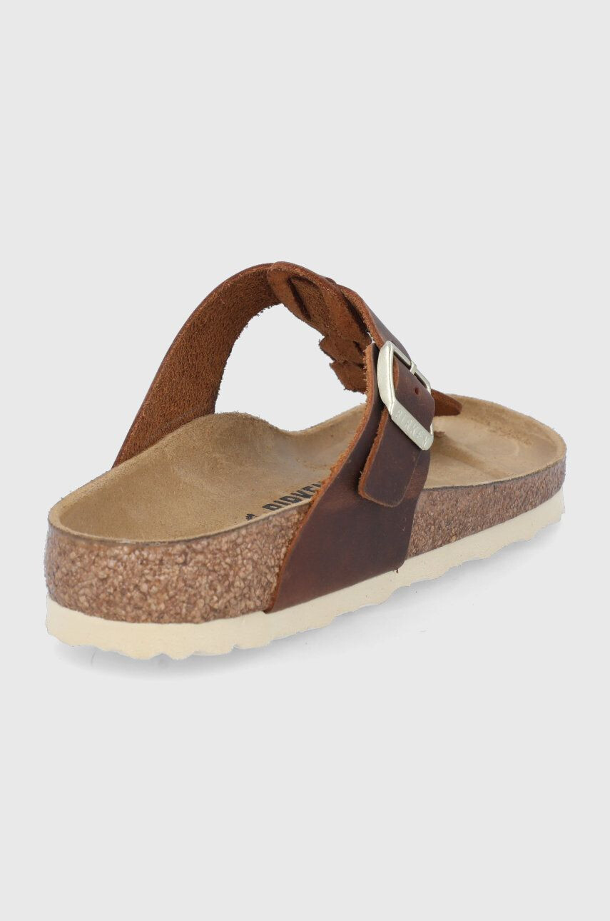 Birkenstock Kožené žabky Gizeh Braided dámské hnědá barva na plochém podpatku 1021336 - Pepit.cz