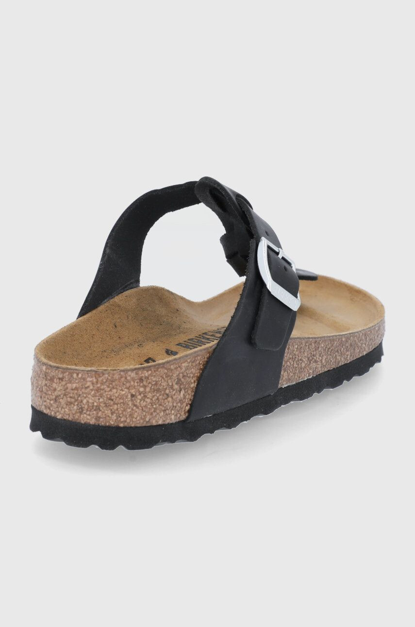 Birkenstock Kožené žabky Gizeh Braided dámské černá barva na plochém podpatku - Pepit.cz