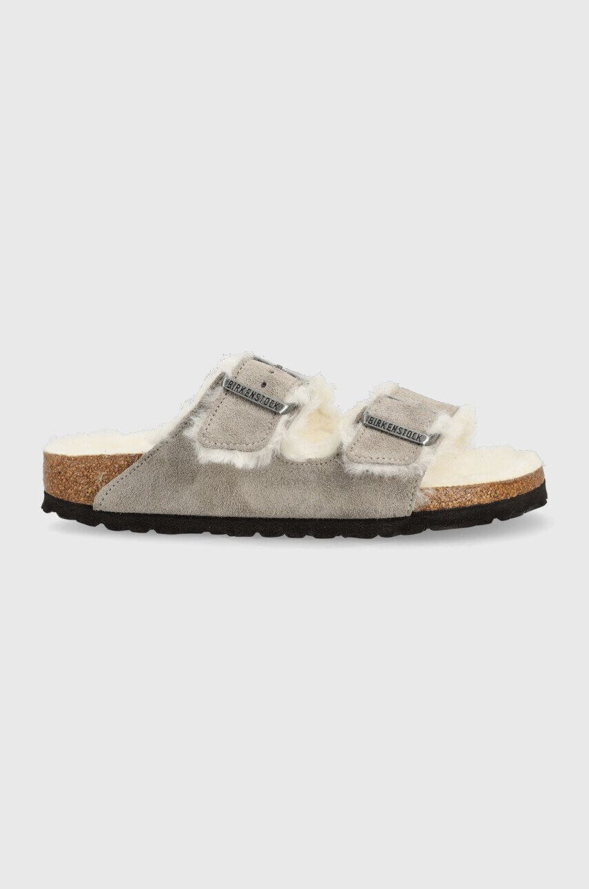 Birkenstock Semišové papuče Arizona Shearling šedá barva - Pepit.cz