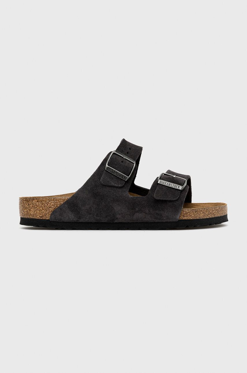 Birkenstock Semišové pantofle Arizona SFB pánské šedá barva - Pepit.cz