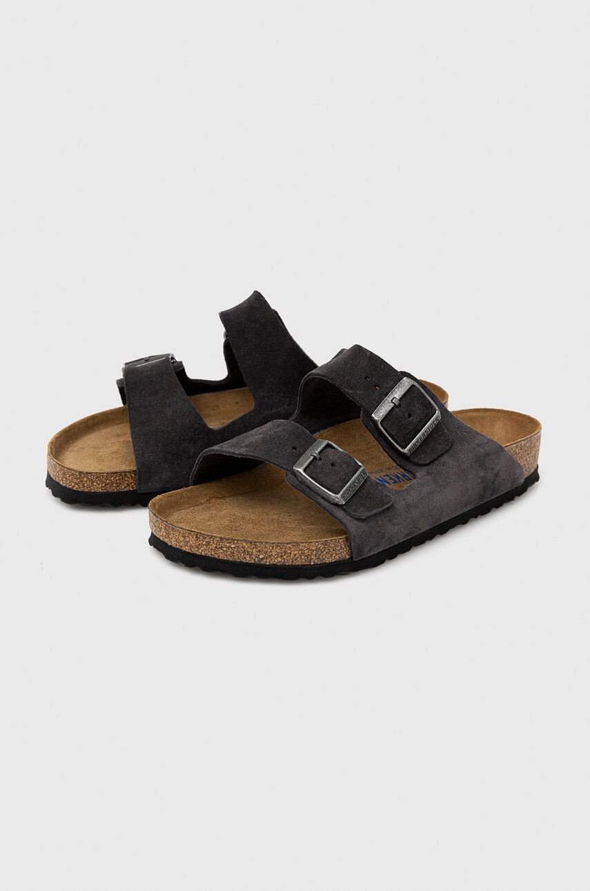 Birkenstock Semišové pantofle Arizona SFB pánské šedá barva - Pepit.cz