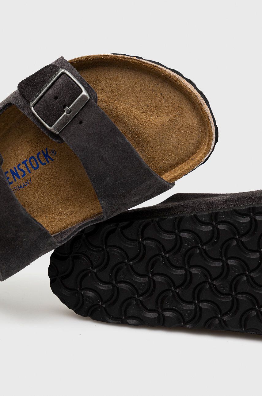 Birkenstock Semišové pantofle Arizona SFB pánské šedá barva - Pepit.cz