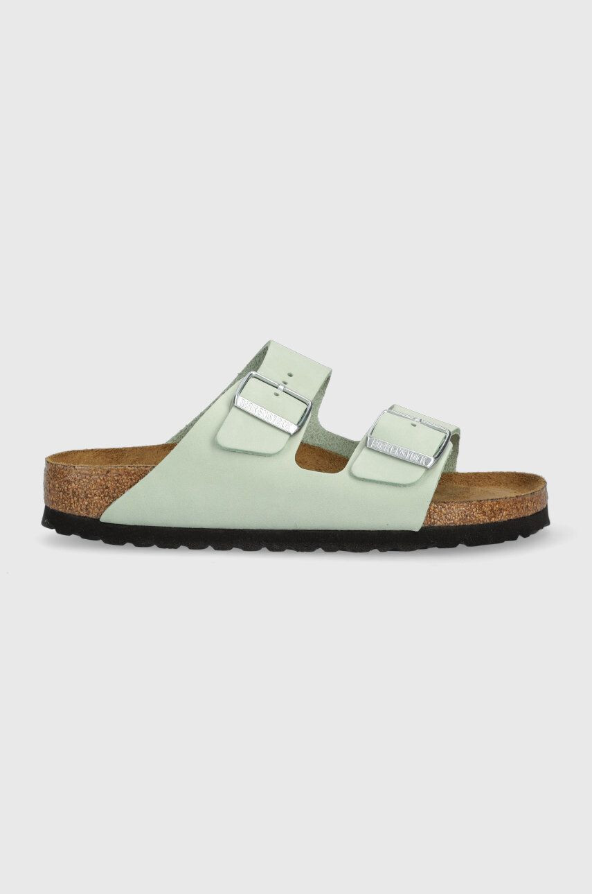 Birkenstock Semišové pantofle Arizona SFB dámské zelená barva 1024213 - Pepit.cz