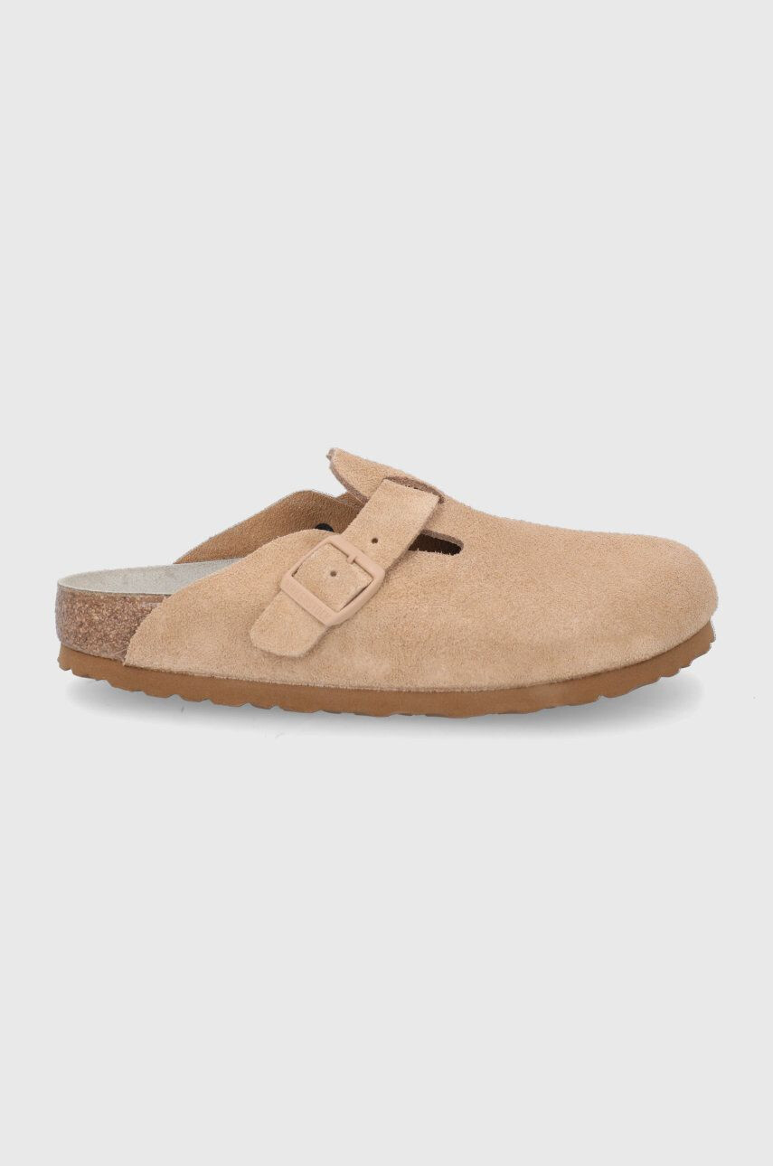 Birkenstock Semišové pantofle Boston dámské béžová barva - Pepit.cz