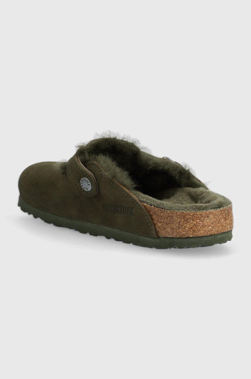 Birkenstock Semišové pantofle Boston dámské zelená barva 1025667 - Pepit.cz