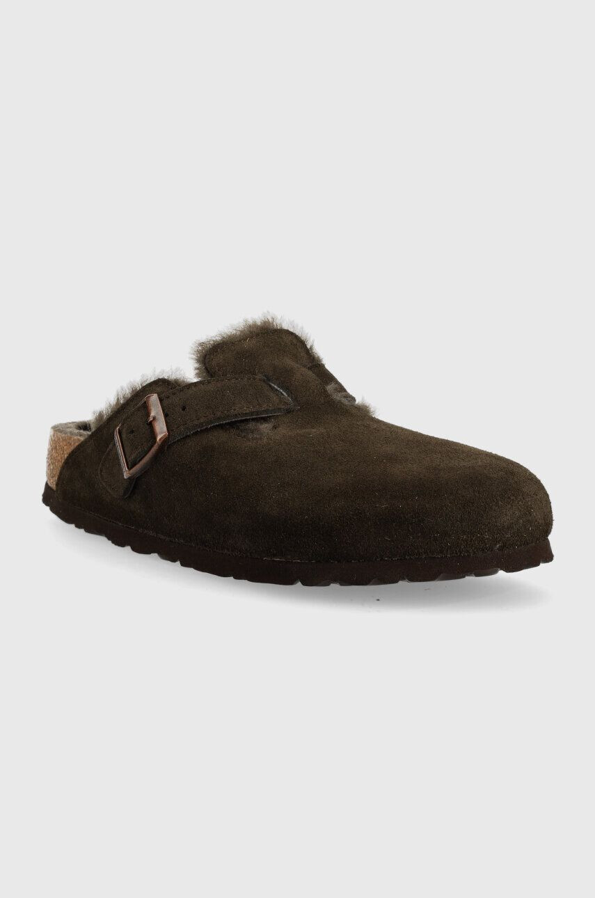 Birkenstock Semišové pantofle Boston FUR - Pepit.cz