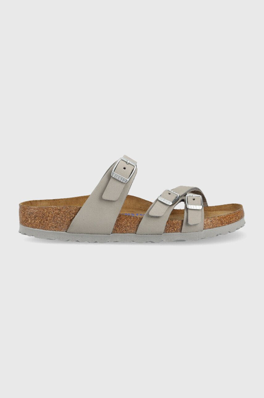 Birkenstock Semišové pantofle Franca SFB dámské šedá barva - Pepit.cz