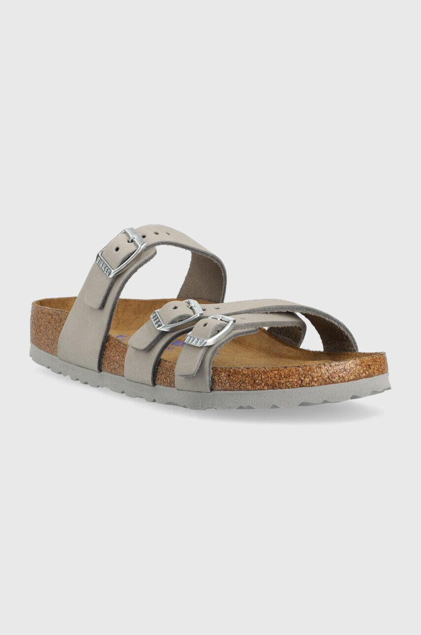 Birkenstock Semišové pantofle Franca SFB dámské šedá barva - Pepit.cz