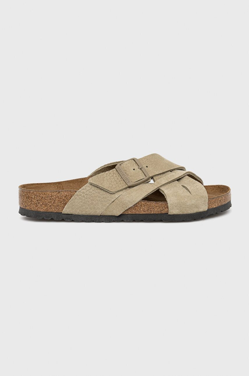 Birkenstock Semišové pantofle Lugano pánské zelená barva - Pepit.cz