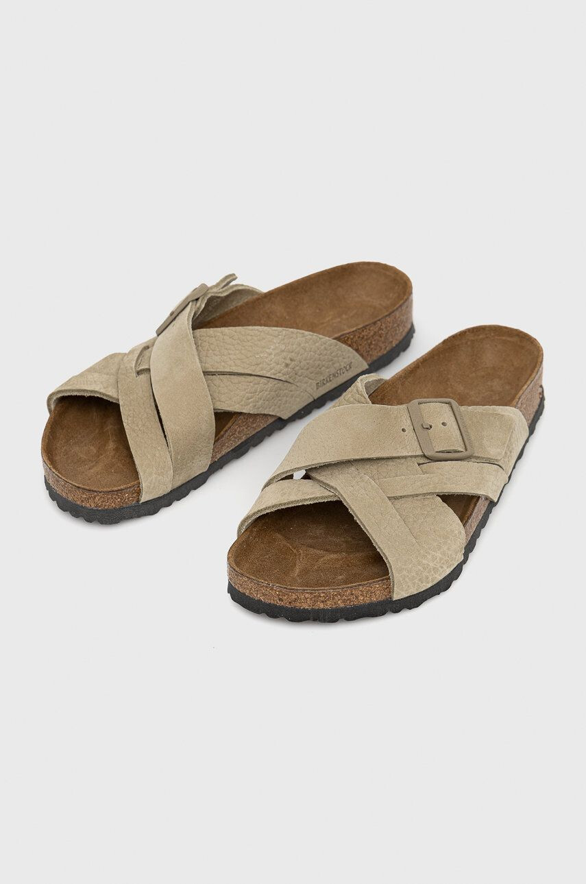 Birkenstock Semišové pantofle Lugano pánské zelená barva - Pepit.cz