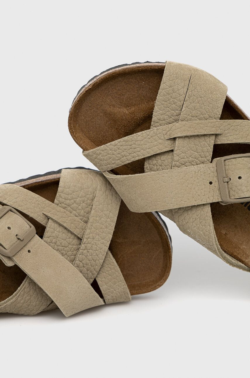 Birkenstock Semišové pantofle Lugano pánské zelená barva - Pepit.cz