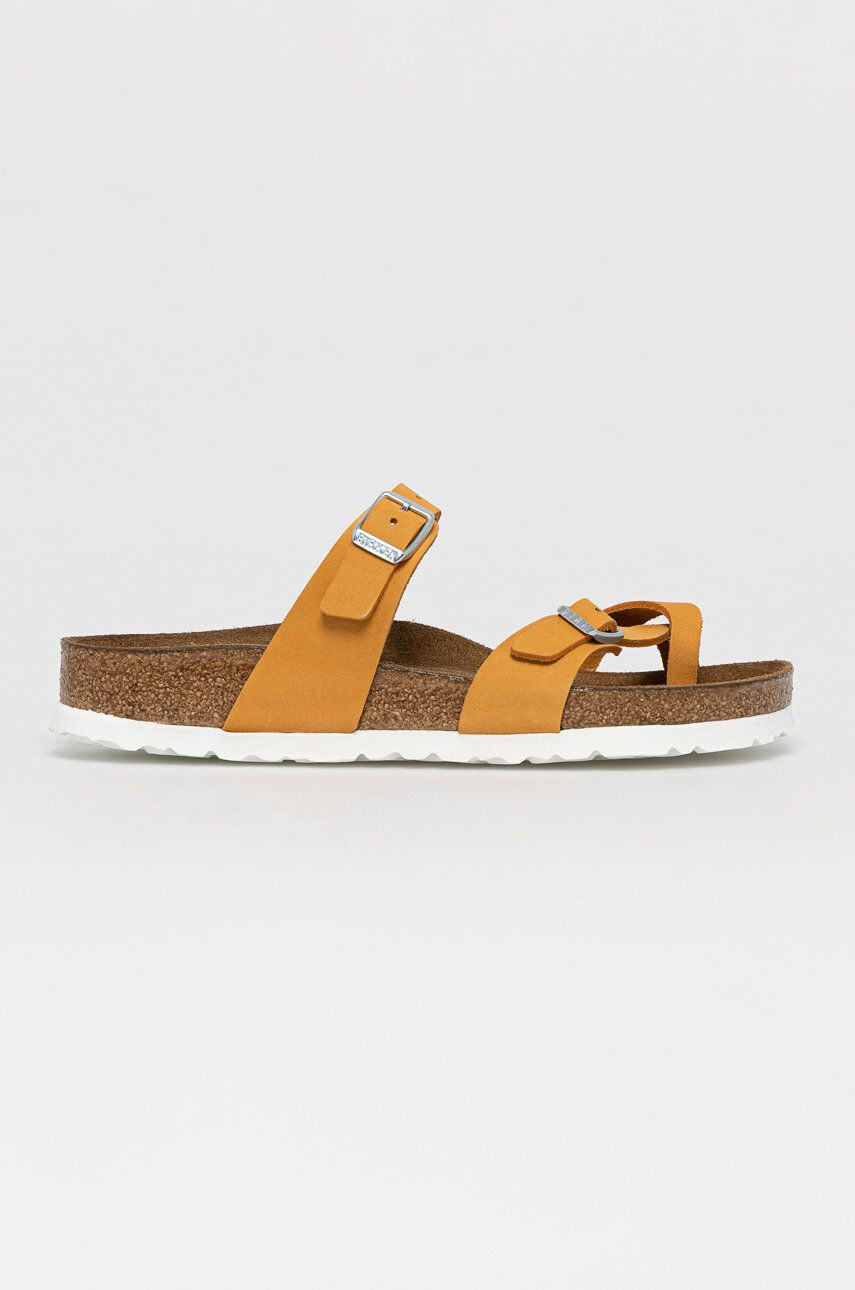 Birkenstock Semišové pantofle Mayari dámské oranžová barva na plochém podpatku - Pepit.cz