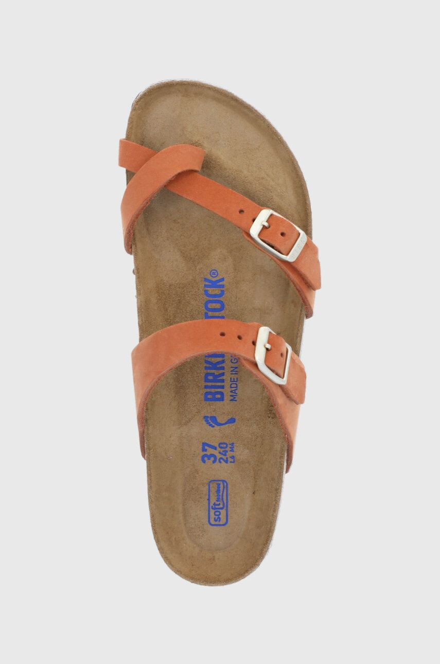 Birkenstock Semišové pantofle Mayari dámské oranžová barva na plochém podpatku - Pepit.cz