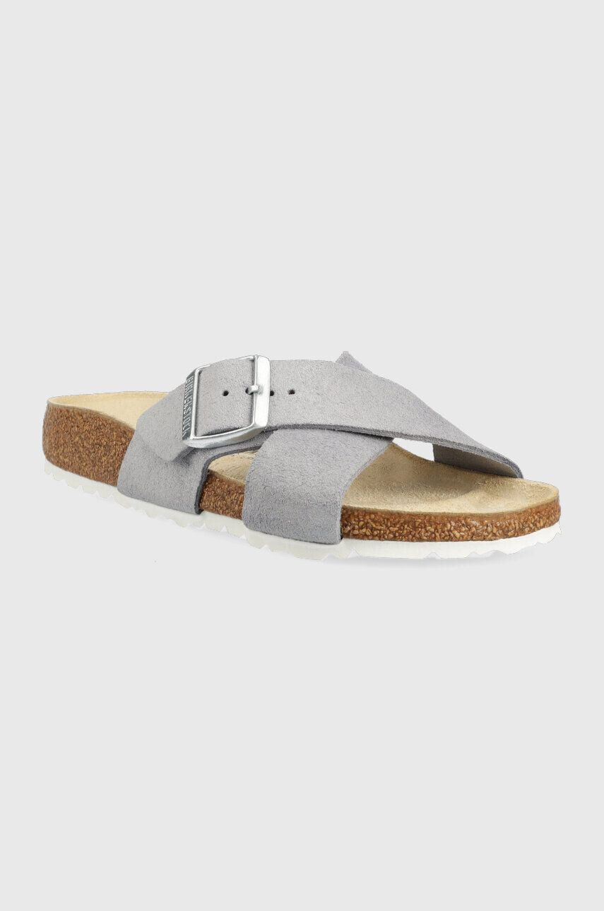 Birkenstock Semišové pantofle Siena dámské stříbrná barva 1024212 - Pepit.cz