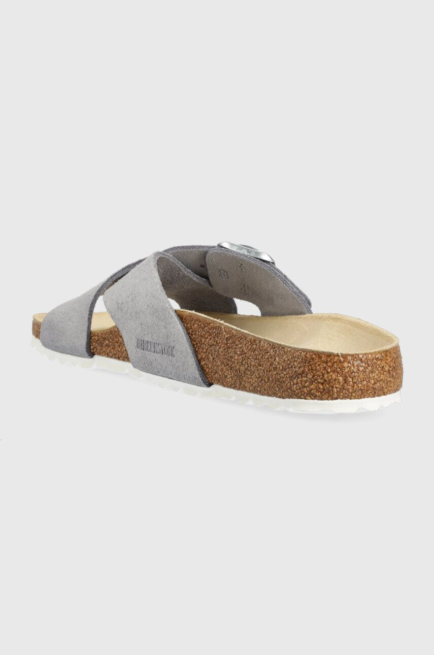 Birkenstock Semišové pantofle Siena dámské stříbrná barva 1024212 - Pepit.cz