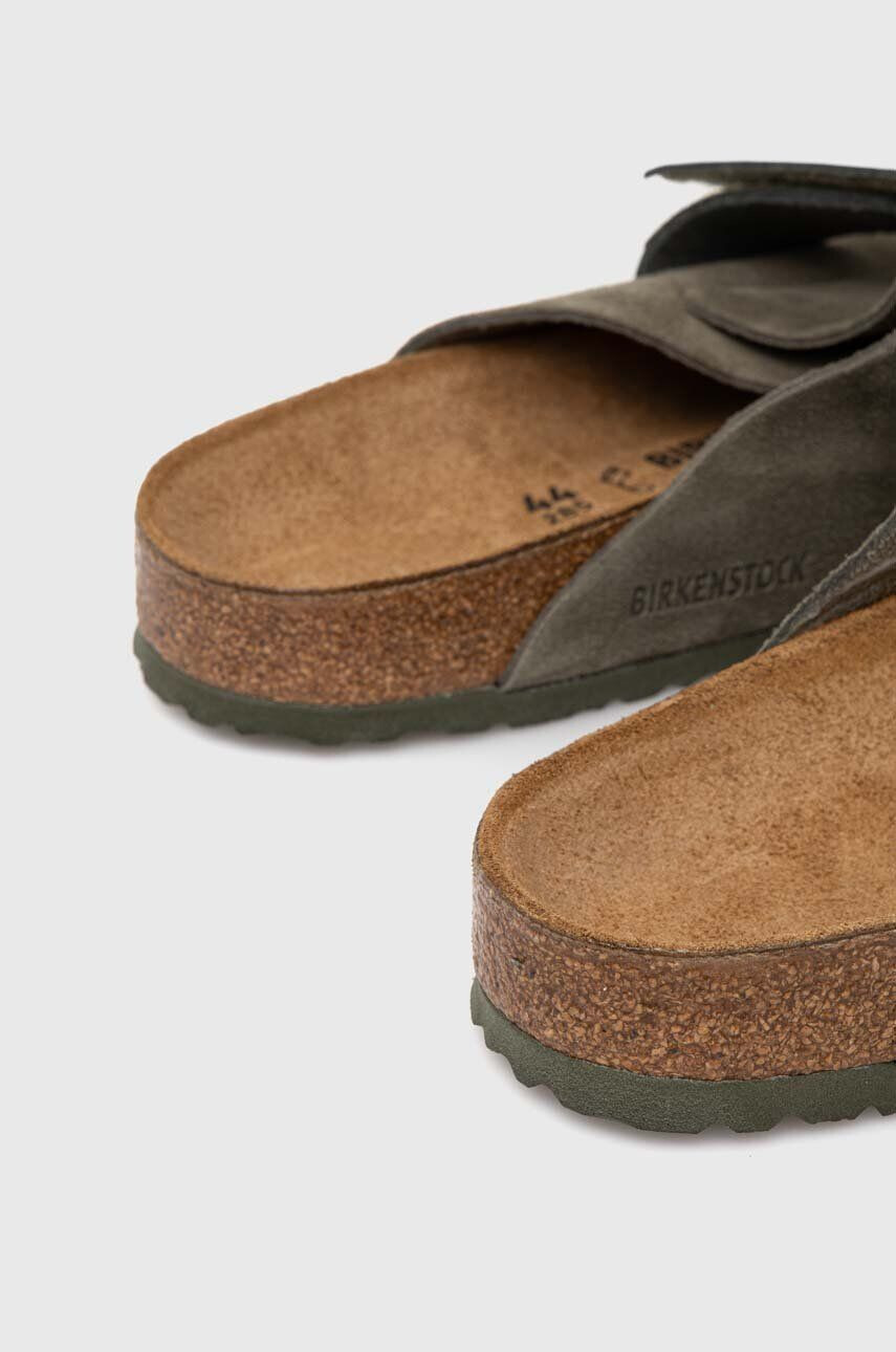 Birkenstock Semišové pantofle Kyoto zelená barva 1023831 - Pepit.cz