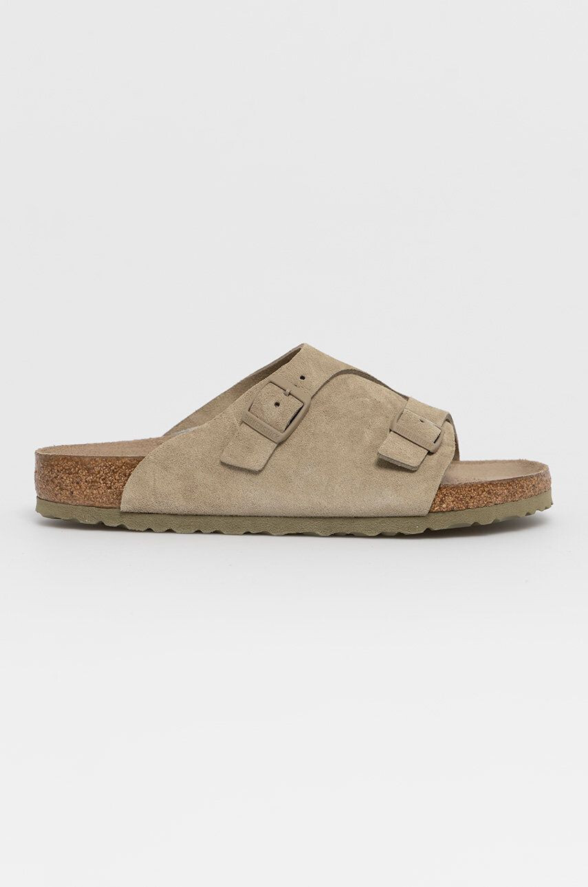 Birkenstock Semišové pantofle pánské zelená barva - Pepit.cz