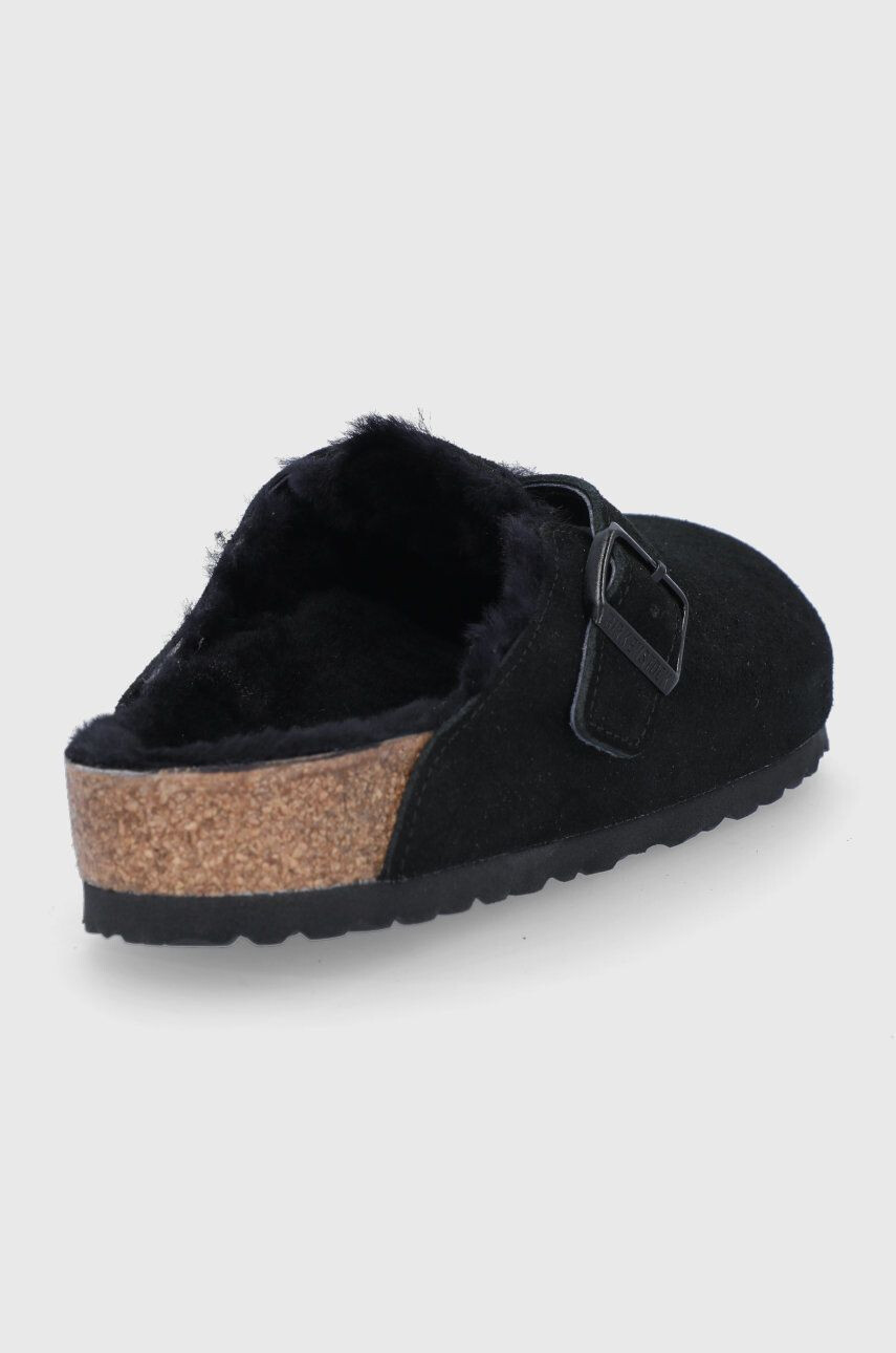 Birkenstock Semišové papuče Boston VL/Fell černá barva - Pepit.cz