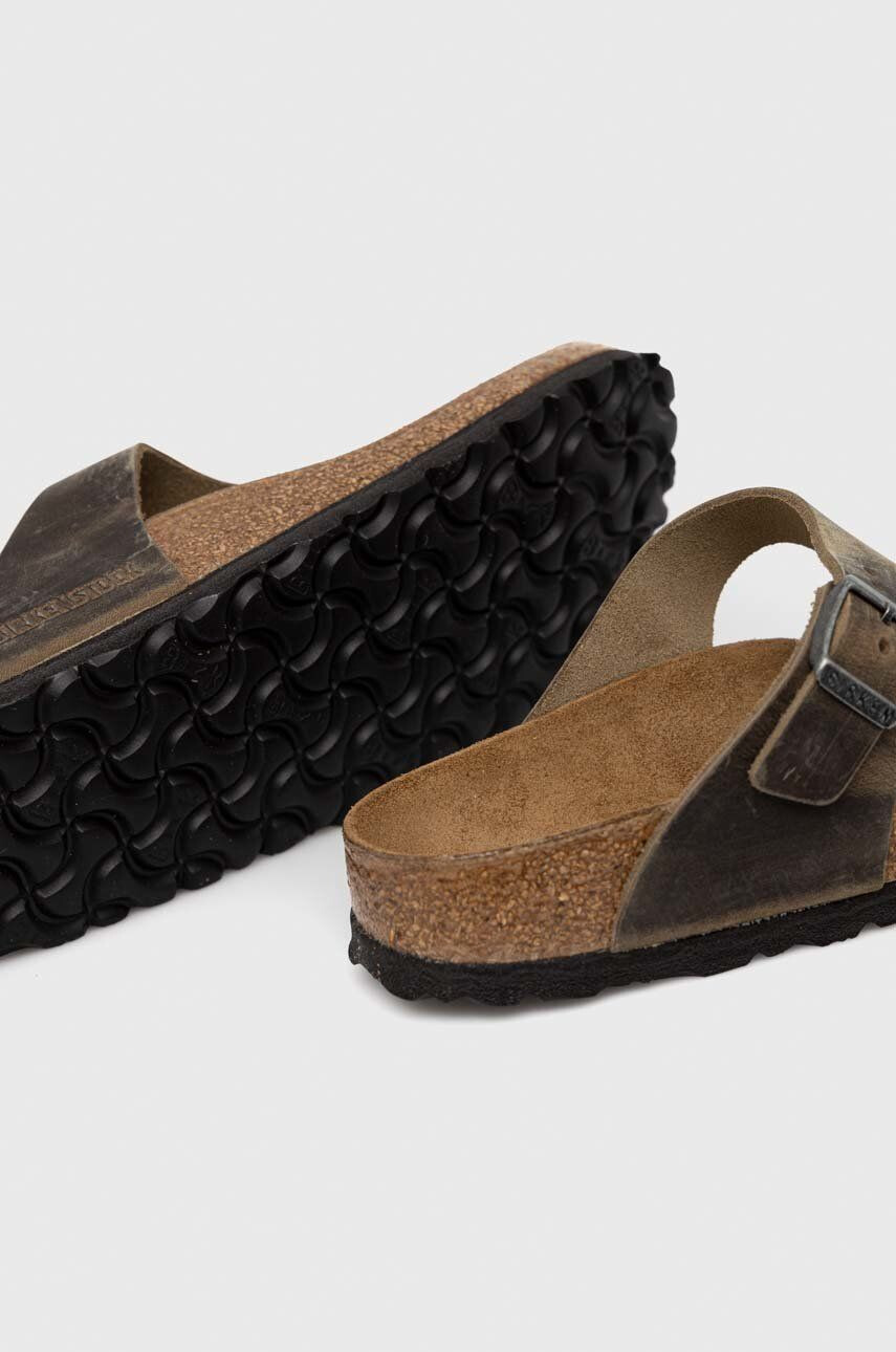 Birkenstock Semišové žabky GIZEH dámské zelená barva na plochém podpatku - Pepit.cz