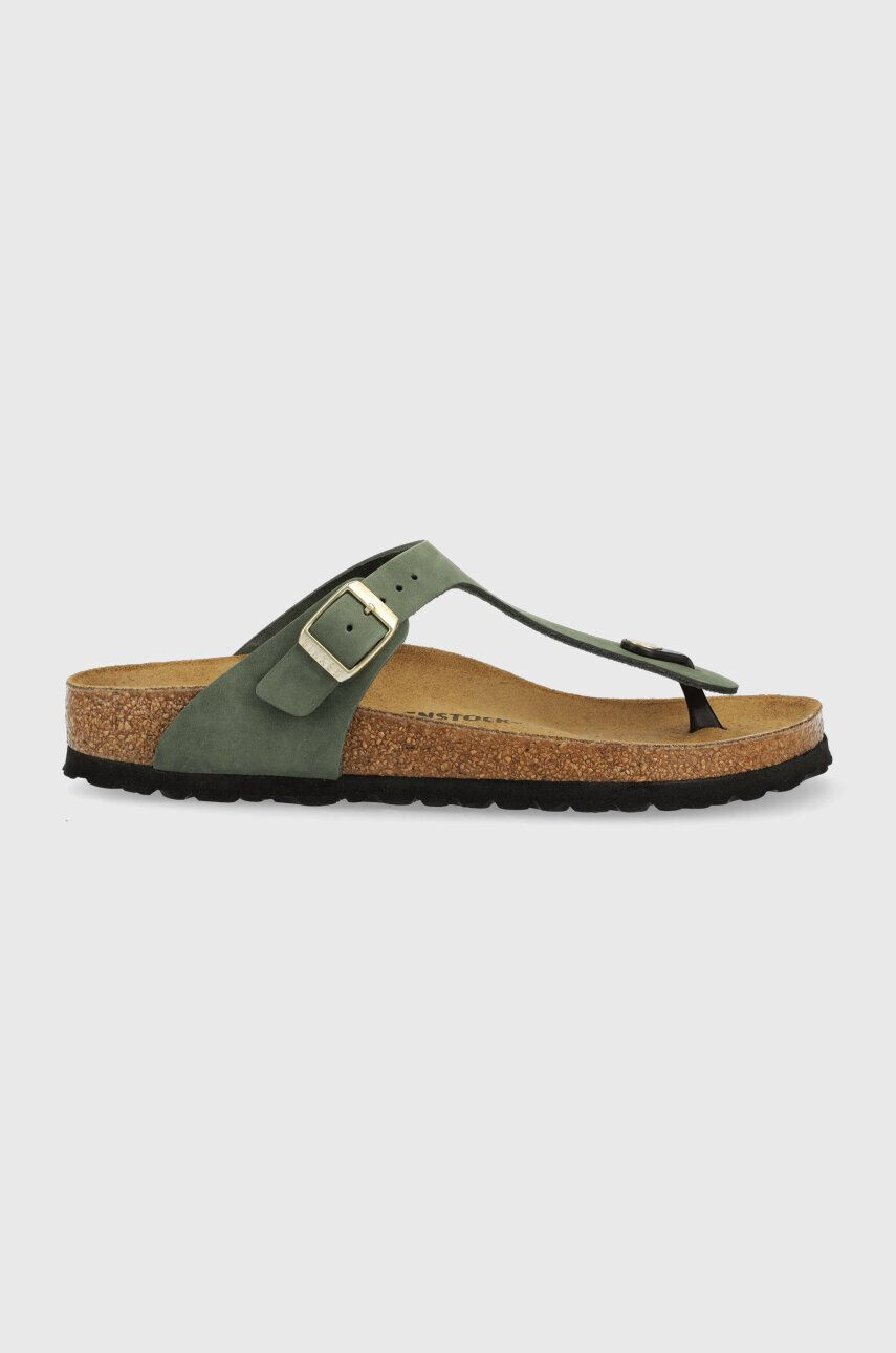 Birkenstock Semišové žabky Gizeh dámské zelená barva na plochém podpatku 1025790 - Pepit.cz