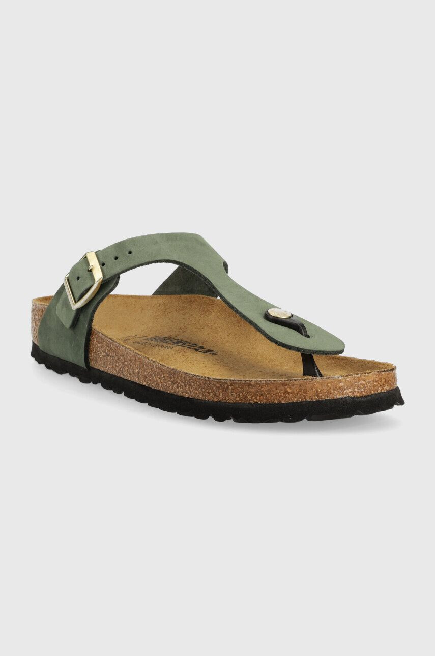 Birkenstock Semišové žabky Gizeh dámské zelená barva na plochém podpatku 1025790 - Pepit.cz