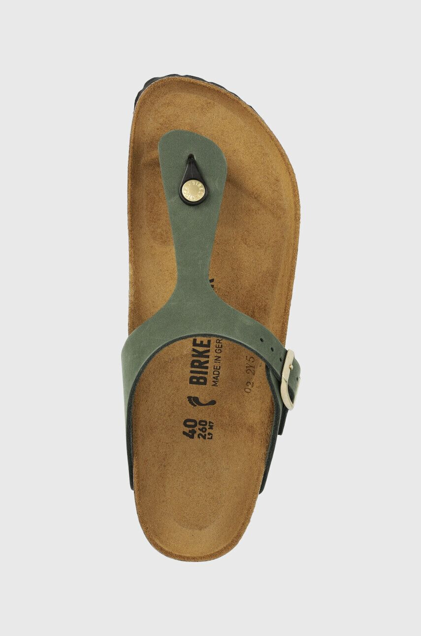 Birkenstock Semišové žabky Gizeh dámské zelená barva na plochém podpatku 1025790 - Pepit.cz