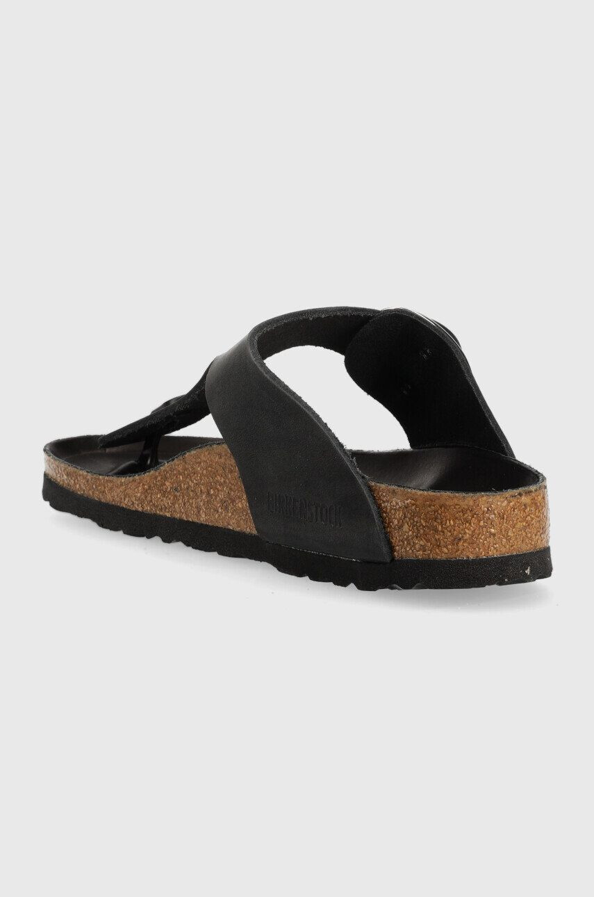 Birkenstock Semišové žabky Gizeh Big Buckle dámské černá barva na plochém podpatku - Pepit.cz