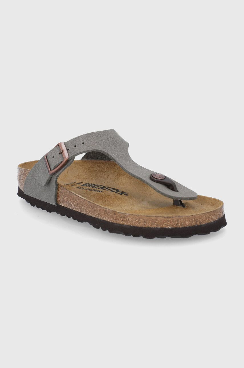 Birkenstock Žabky Gizeh dámské šedá barva na plochém podpatku 43393-Stone - Pepit.cz