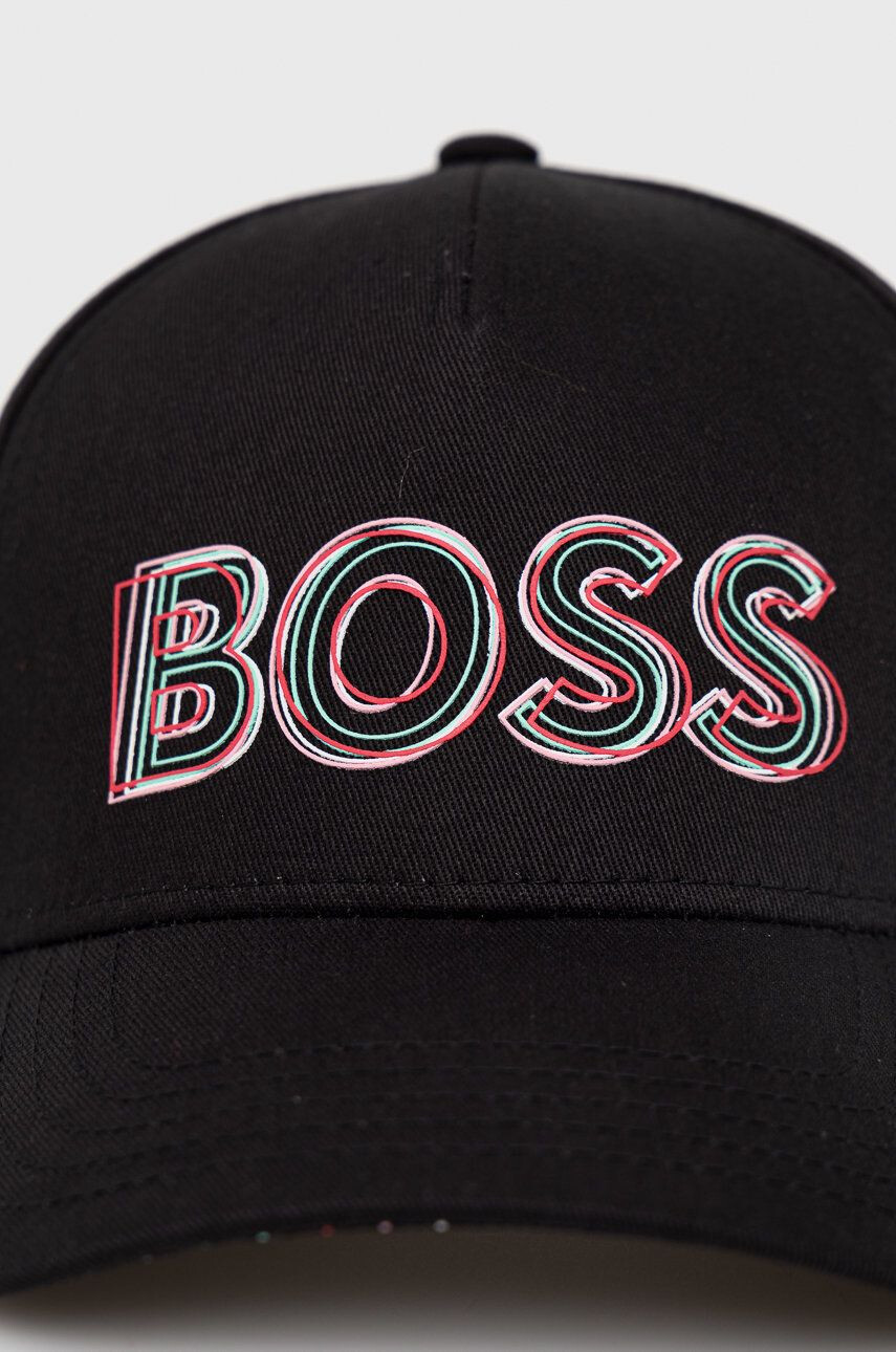 Boss Green Bavlněná čepice BOSS Boss Athleisure černá barva s potiskem - Pepit.cz