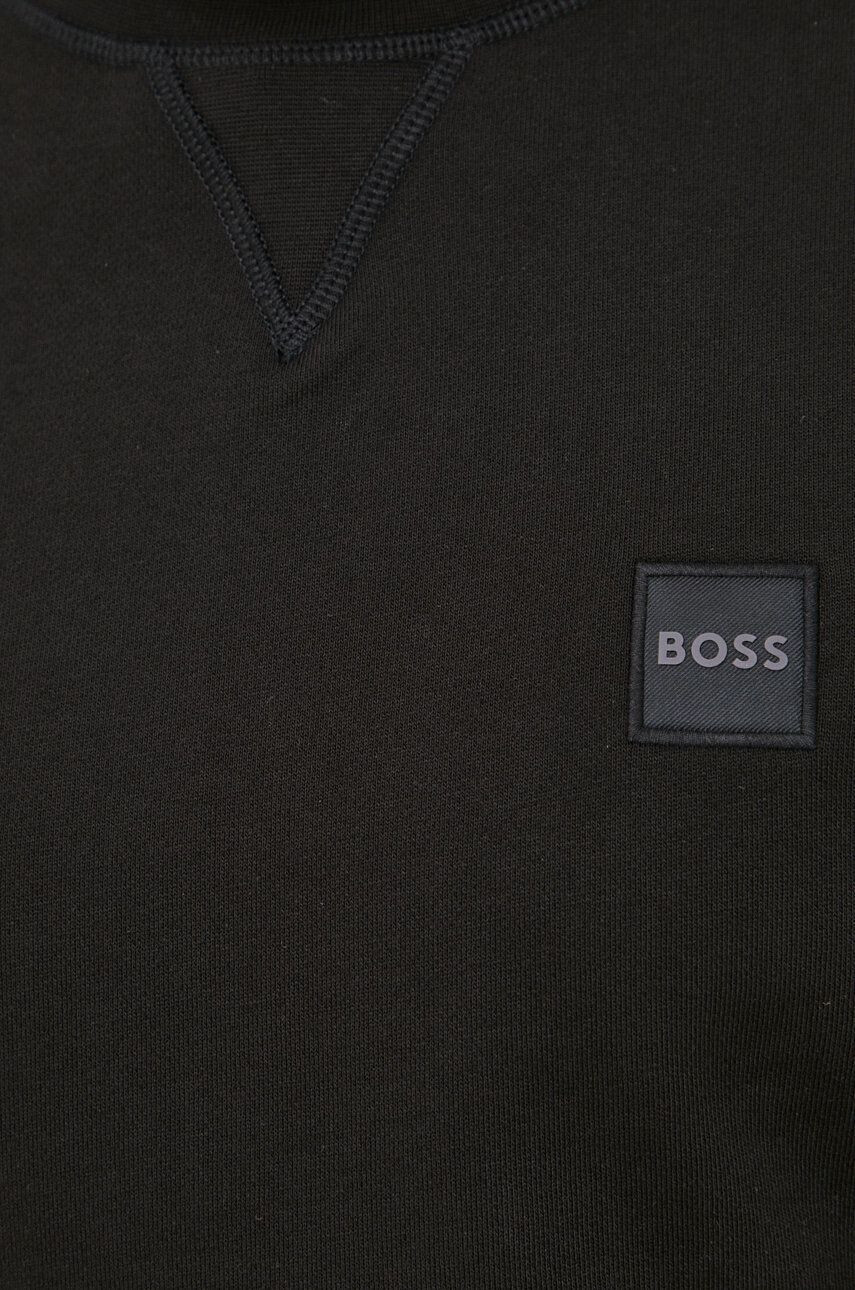 Boss Orange Bavlněná mikina BOSS BOSS CASUAL pánská černá barva s aplikací - Pepit.cz